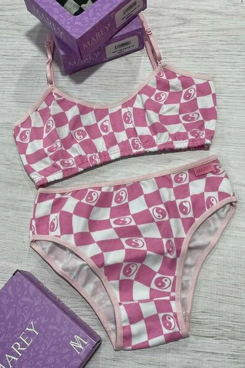 MAREY 756 Conjunto Top Algodon Y Lycra Estampado Con Bombacha