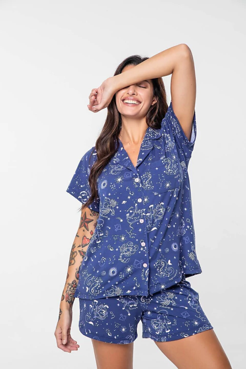 BIANCA SECRETA 26034 Pijama Abotonado En Modal Estampado