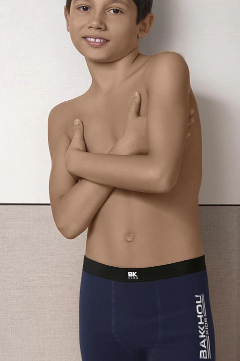 BAKHOU 4022 Boxer Niño Algodon Y Lycra. Liso Con Estampa Localizada Ba