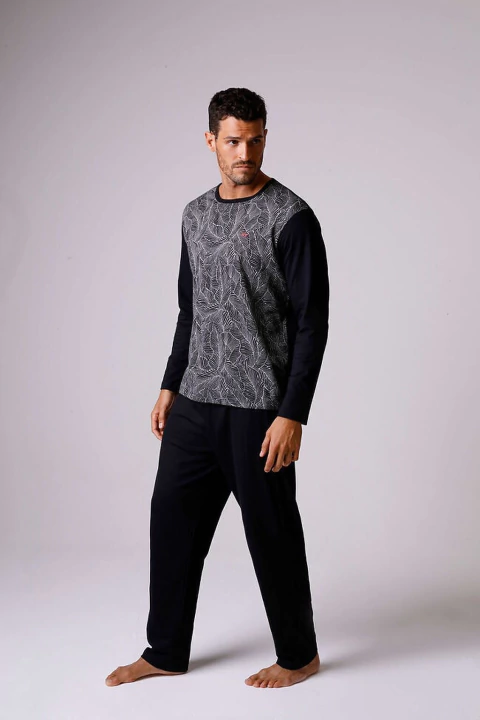 XY 8048 Pijama Combinado, Dos Piezas De Jersey Estampado Y Liso. Panta