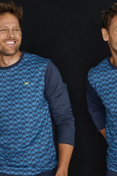 XY 8049 Pijama Combinado, Dos Piezas De Jersey Estampado Y Liso. Panta