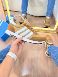 TENIS AD NEO MARROM LISTRAS BRANCAS na internet