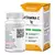 Frasco e caixa branca e amarela  do suplemento alimentar Vitamina C  NatusDay Vitaminas, contendo 30 cápsulas de 1g cada com ácido ascórbico. Não contém glúten. Não contem açucares.