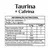 Frasco preto com tampa dourada do suplemento alimentar Taurina + Cafeína NatusDay, contendo 30 cápsulas softgel, com destaque para a composição de 1000mg de taurina e 200mg de cafeína por porção.
