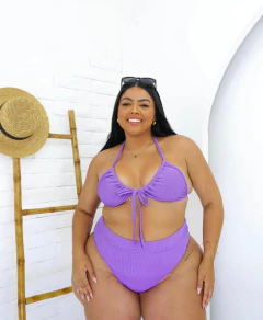 Biquíni cortininha hot pants texturizado