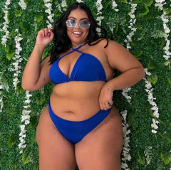 Biquíni cortininha asa delta fio dental cores lisas - Plus Size - loja online