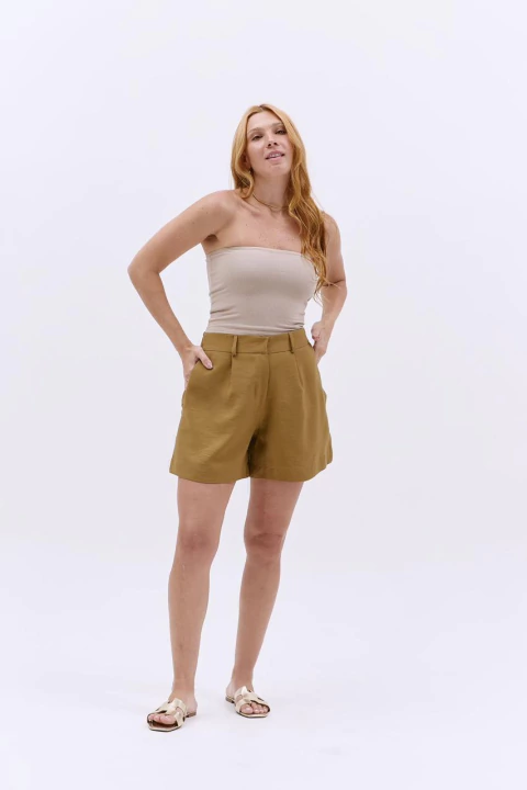 Short Alfaiataria Nice Verde Oliva