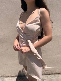 Vestido Poá Nude Wrap - comprar online