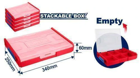 Caja organizadora apilable 340x250x60mm EMTOP EPTBV01