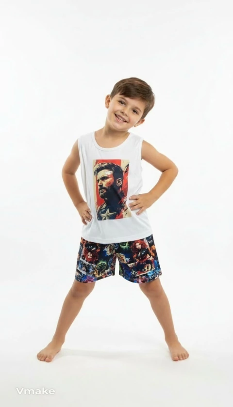 Masculino Infantil Regata - Capitão America