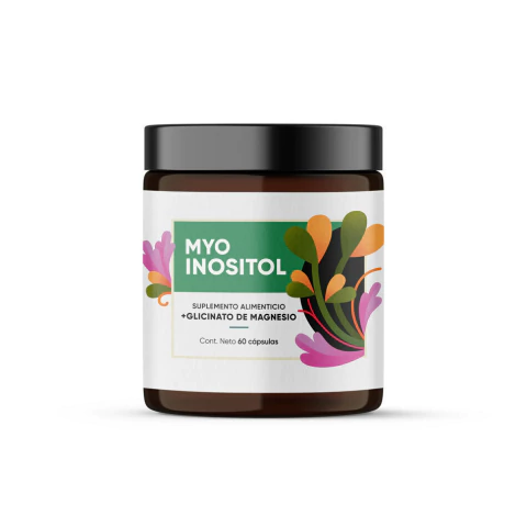Myo-inositol + glicinato de magnesio - Frasco de vidrio con 60 cápsulas