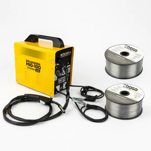 Soldadora Mig 100amp Para Alambre Flux + 2 Rollos 0,5kg