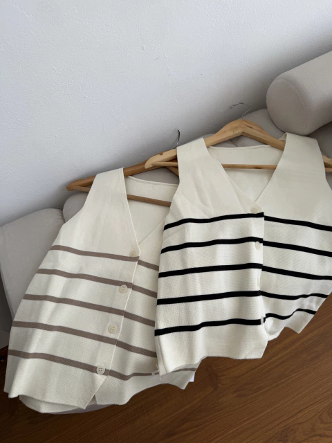 Chaleco rayado hilo - comprar online