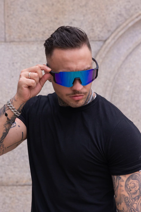 Óculos de Sol Máscara Premium – Lente Azul Espelhada