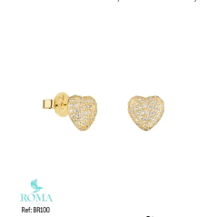 Brinco coração arredondado cravejado REF: BR100 - comprar online