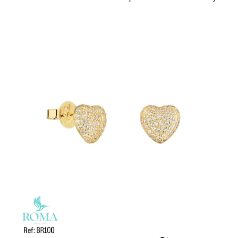 Brinco coração arredondado cravejado REF: BR100 - comprar online