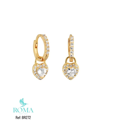 Brinco argola click pingente coração Ref: BR272