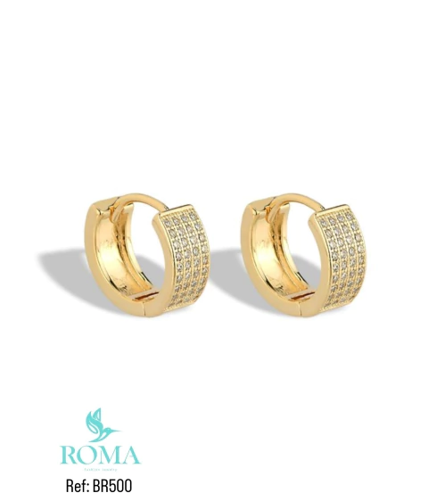 Brinco argola click cravejada Ref: BR500