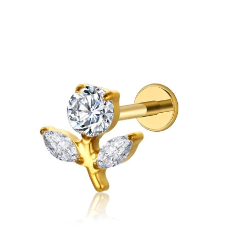 Piercing Labret Titânio Flor Zircônia Cravejada na internet