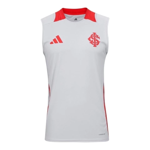 Camisa Regata Internacional Treino 25/26 - Torcedor Adidas Masculina - Branca com detalhes em vermelho