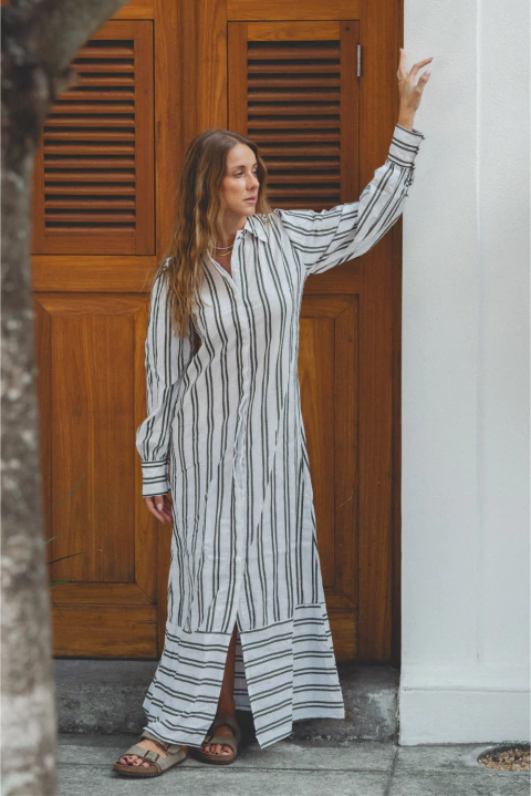 Vestido Chemise Listrado