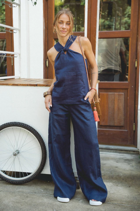 Calça Pantalona Azul Marinho