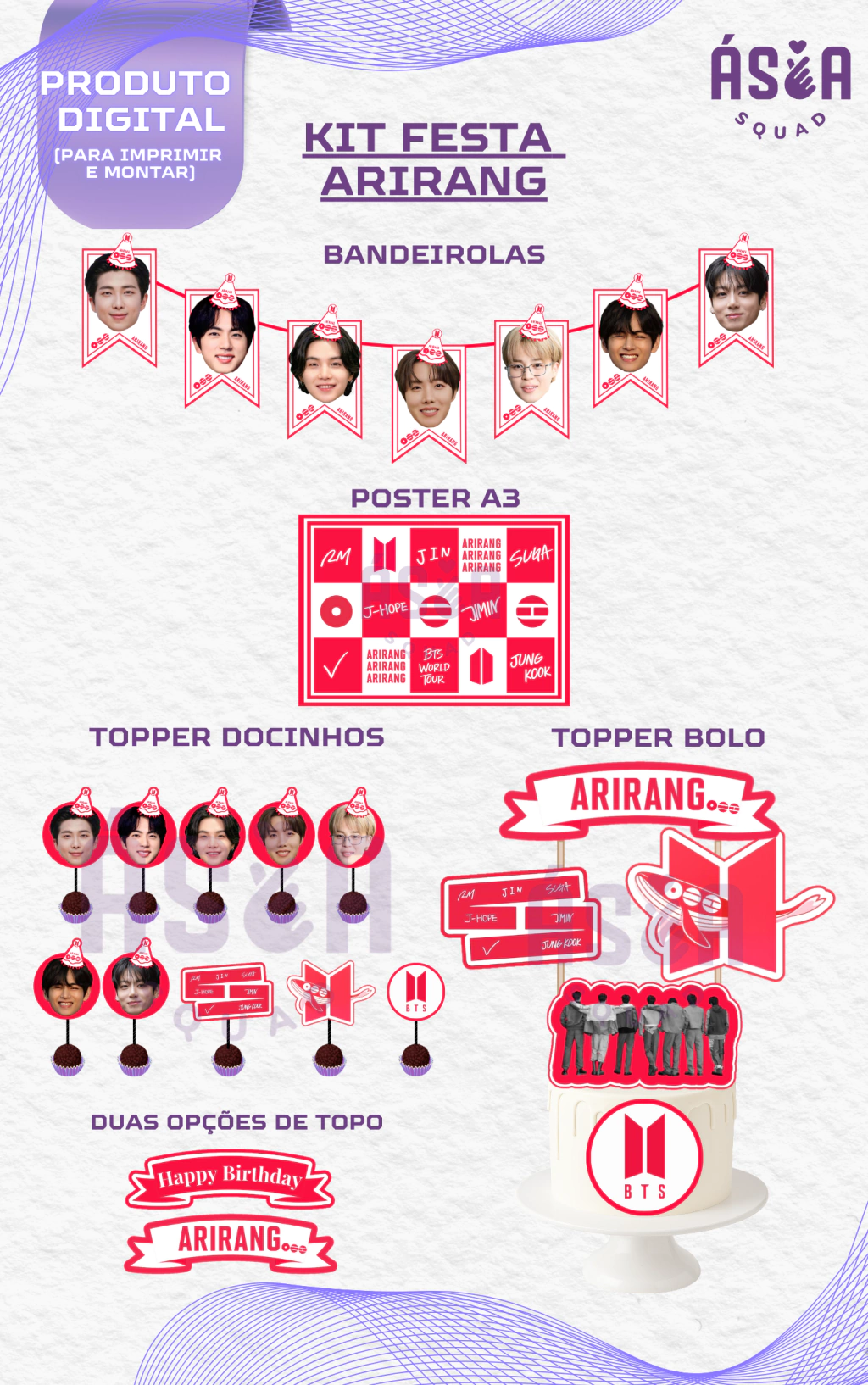 Kit Festa Arirang BTS -Produto Digital em PDF para Imprimir