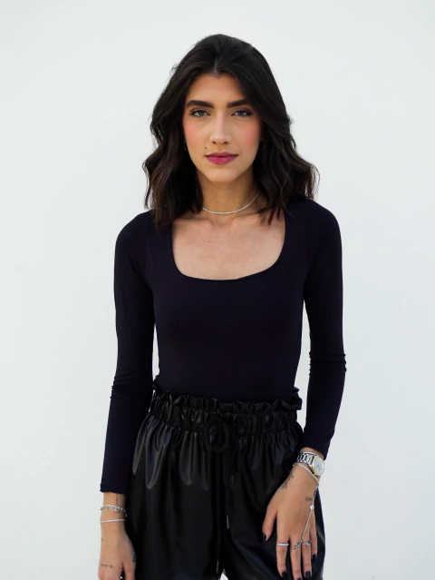 BODY MANGA LONGA PRETO - comprar online