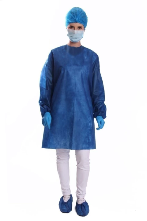 Avental tnt (fechado) manga longa punho de elastico cor azul marinho 40 gramas pacote com 10 unidades Cromos