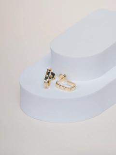 Brinco Retangular Pontos de Luz Banho Ouro 18K - comprar online