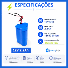 Bateria de Lítio 12V 2,2Ah Triangular com BMS para Projetos Eletrônicos na internet