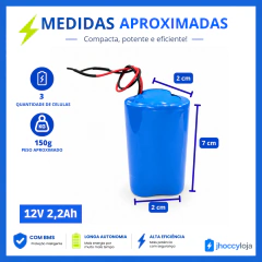 Bateria de Lítio 12V 2,2Ah Triangular com BMS para Projetos Eletrônicos - comprar online