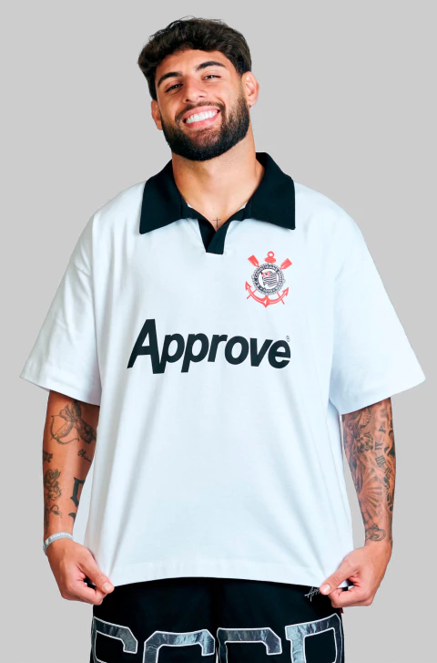 Camisa Oversized Polo Approve X Corinthians Basic Branca - comprar online