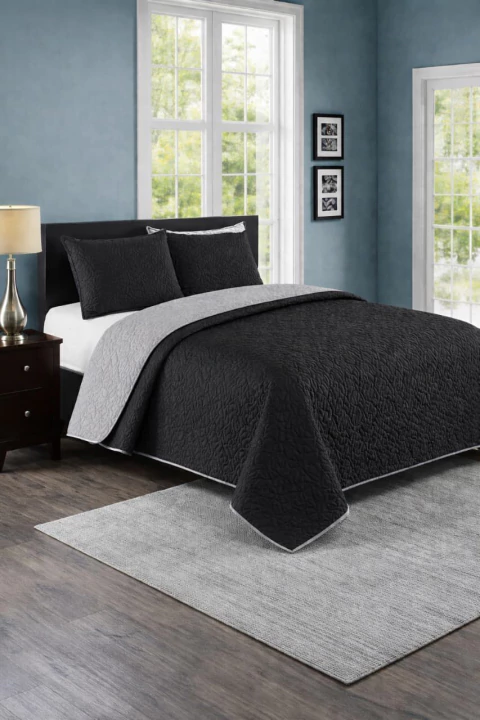 Cubrecama Bicolor 1 1/2 Plazas Reversible con Fundas de Almohada