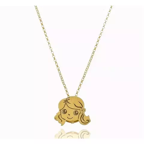 Pingente Menina Carinha Com Corrente Portuguesa Em Ouro 18k - comprar online