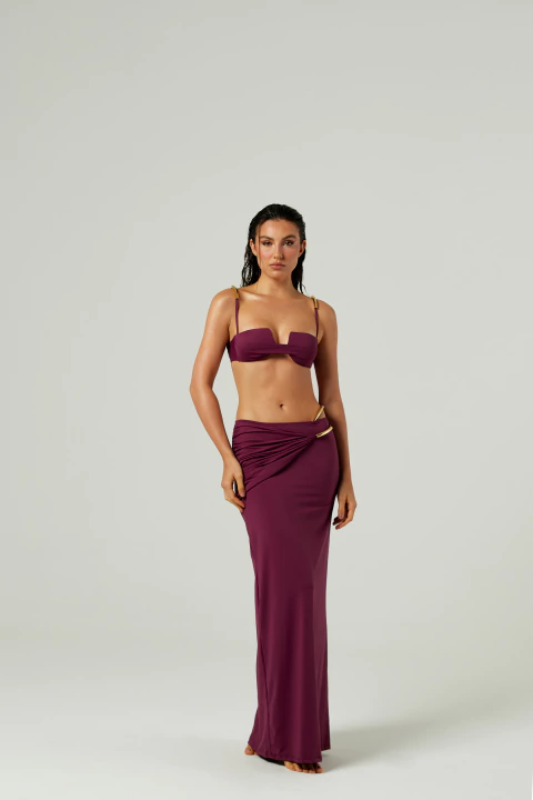 Saia de Malha Metal Lateral Touché - Vino - comprar online