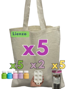 Kit completo para pintar tote bags con pinceles, paletas, pinturas - Kits para pintar, tote bags, Bolsas y estampados - 2santosPrint