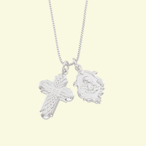 Colar Salib Banho Prata