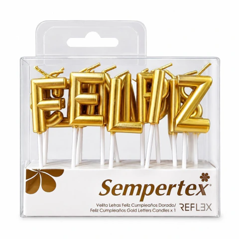 Velitas Letras Feliz Cumpleaños Doradas x 15 Sempertex