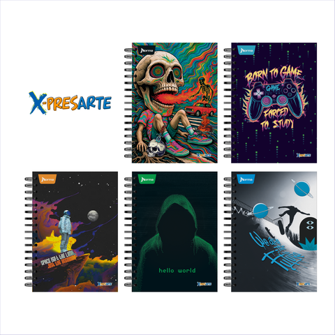 Cuaderno Argollado Durabook X-presarte Masculino Grande 175 Hojas 7 Materias Cuadriculado