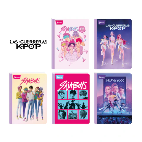 Cuaderno Cosido Guerreras Kpop Mediano 50 Hojas Cuadriculado