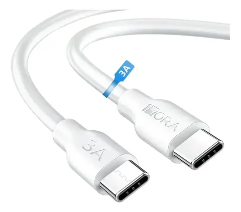 Cable USB-C a USB-C 1m Blanco 1HORA para Carga Rápida 3A 60W