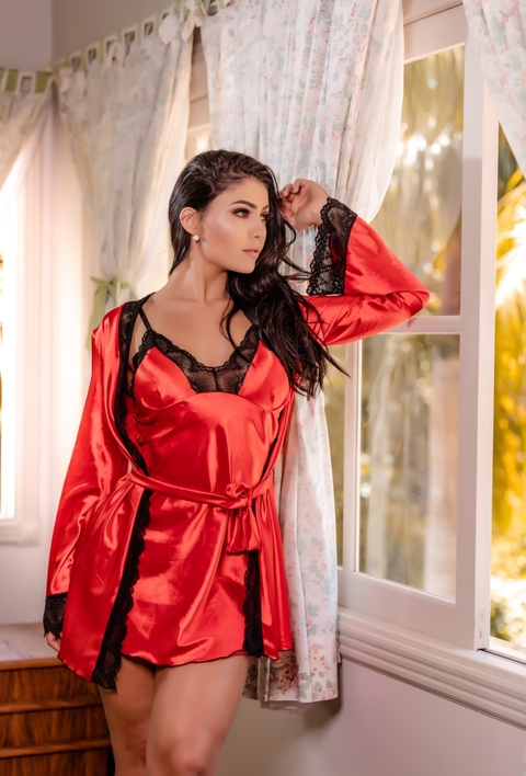 robe de Luxo em cetim vermelho 