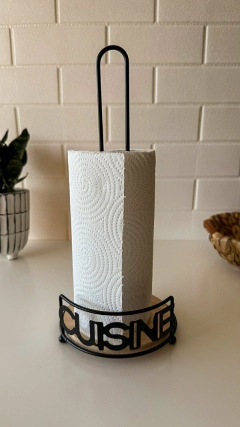 PORTA ROLLO DE COCINA CUISINE NEGRO - comprar online