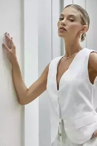 Conjunto Amélie Celeste Off | Colete + Calça