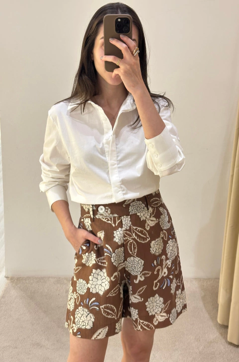 shorts antibes estampado marrom