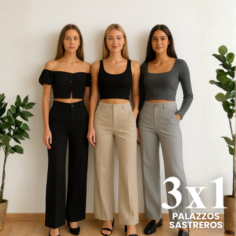 3x1 Palazzos Sastreros Premium | Comodidad y tendencia en un solo pantalón - AMALFI® - comprar online