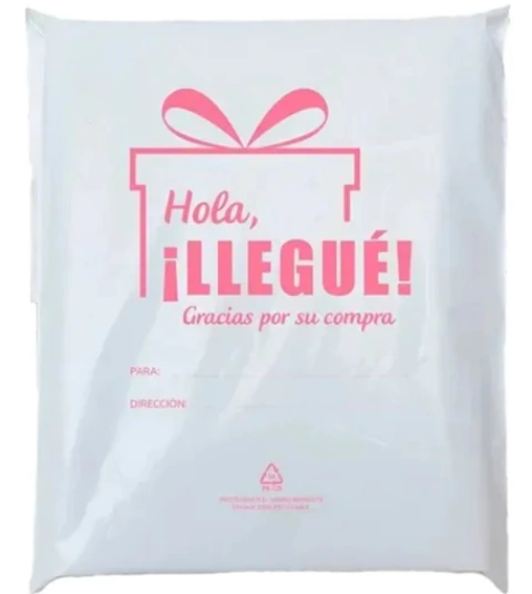 Imagen de Bolsa Ecommerce Hola Llegué! N°2 - 30x40cm + 5cm solapa c/adhesivo