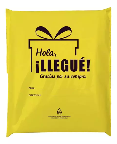Bolsa Ecommerce Hola Llegué! N°2 - 30x40cm + 5cm solapa c/adhesivo