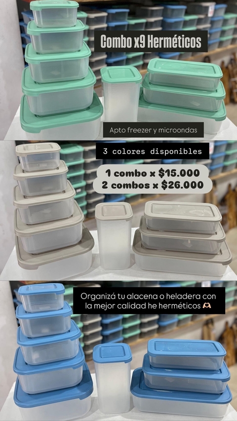 Combo x9 Herméticos 1x $15000 2x $13000 C/u